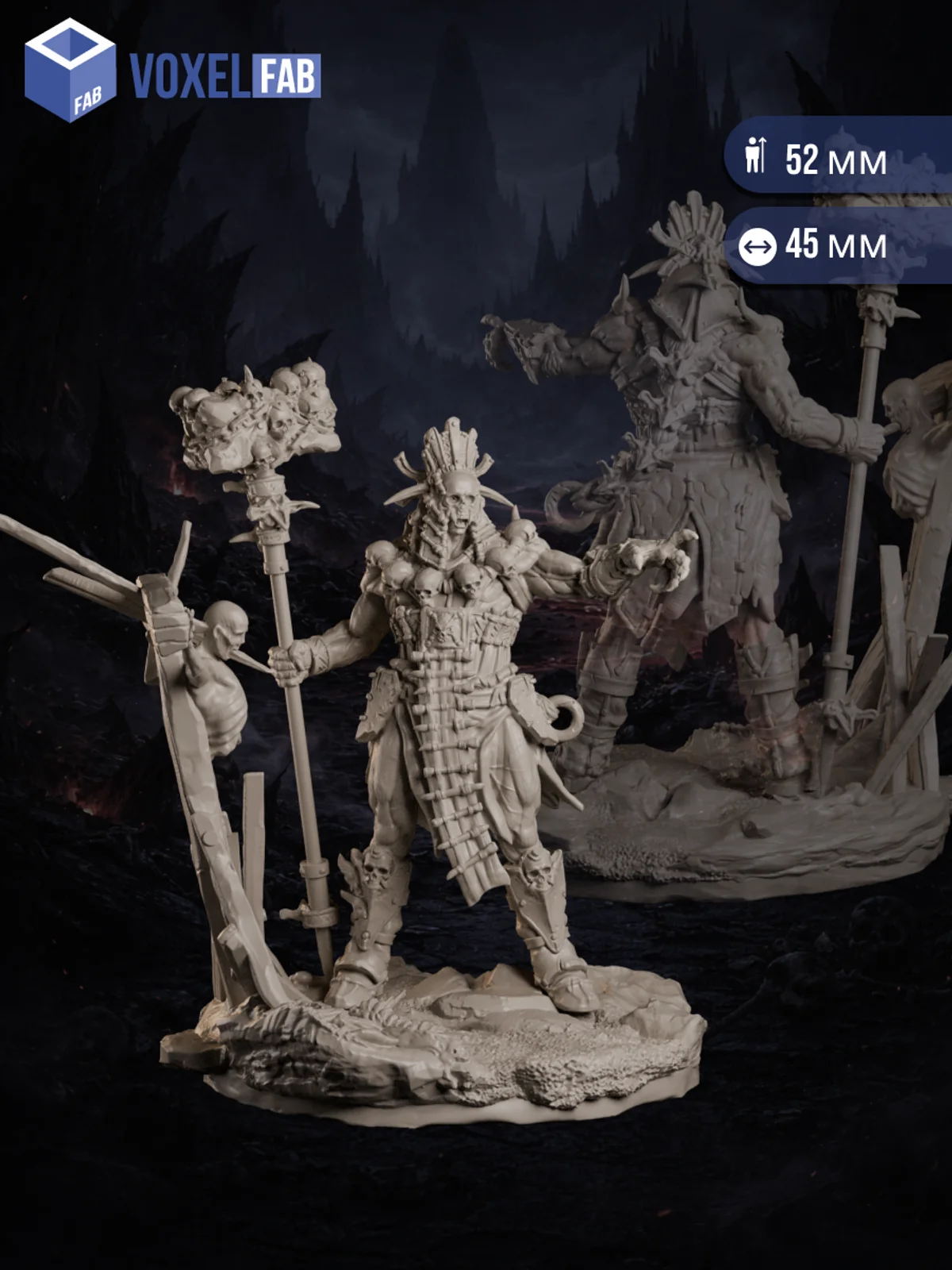 Кровавый вождь, 1шт миниатюра Днд DnD Pathfinder 52мм для НРИ (орк вождь) — фото 2