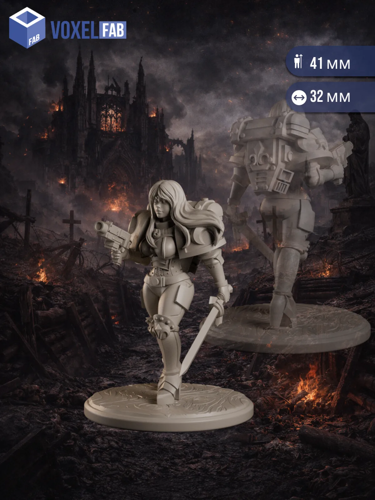 Сестры Порядка, Набор миниатюр Днд DnD и вархаммер Warhammer 40000, 12шт 41-51мм для НРИ (воительницы, паладины) — фото 4