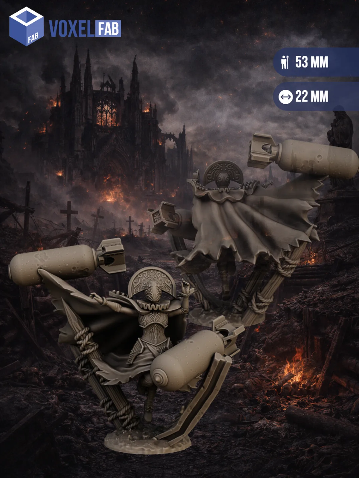 Окопный крестовый поход, артиллерийские ведьмы, 3 шт., (Trench Crusade), набор миниатюр для настольных игр ДнД, РНИ (DnD), в масштабе 32 мм (1:56) — фото 2
