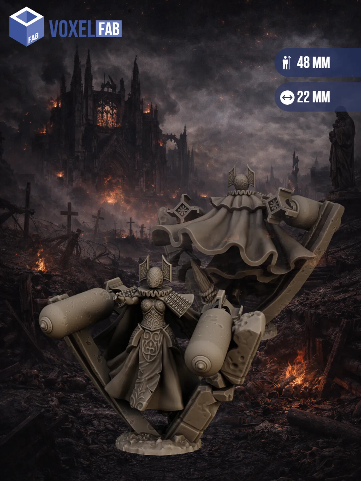 Окопный крестовый поход, артиллерийские ведьмы, 3 шт., (Trench Crusade), набор миниатюр для настольных игр ДнД, РНИ (DnD), в масштабе 32 мм (1:56) — фото 3