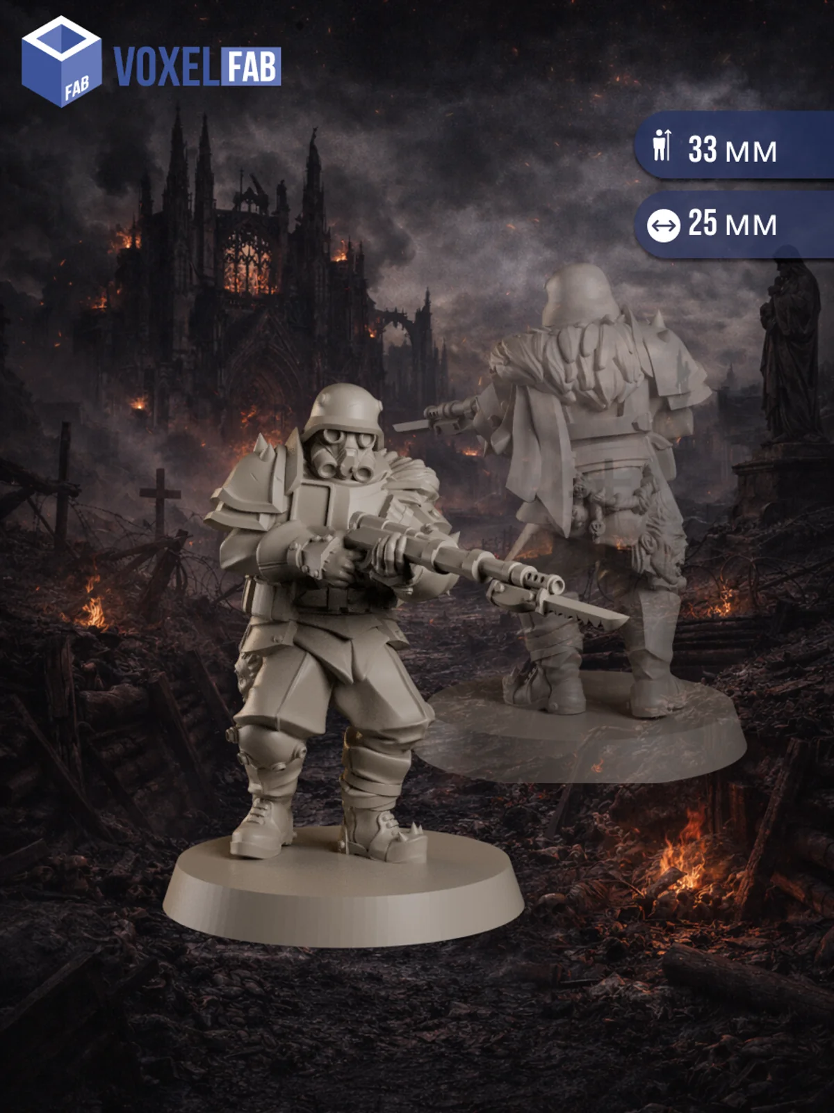 Черные Штурмовики Легиона Еретиков, Набор миниатюр Trench Crusade, 10шт 33-47мм для НРИ — фото 5