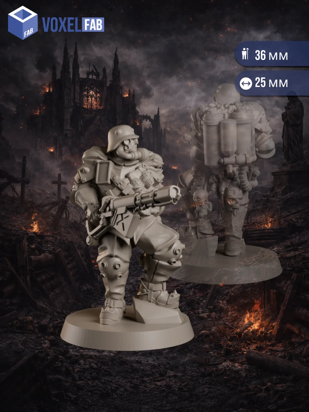 Черные Штурмовики Легиона Еретиков, Набор миниатюр Trench Crusade, 10шт 33-47мм для НРИ — фото 7