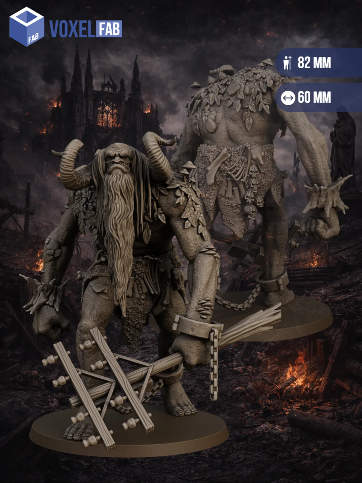 Пленный Ётун Траншейные Пилигримы (тролль, монстр) 1шт миниатюры Trench Crusade НРИ 86мм под покрас — фото 2